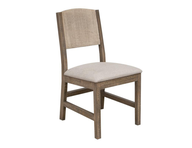 Cosalá Chair by International Furniture Direct featuring a rustic wooden design with a cushioned seat and backrest.