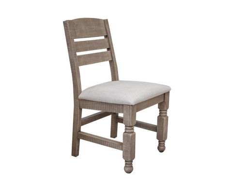 Natural stone chair from International Furniture Direct featuring a sturdy, rustic wooden frame and smooth stone seat.