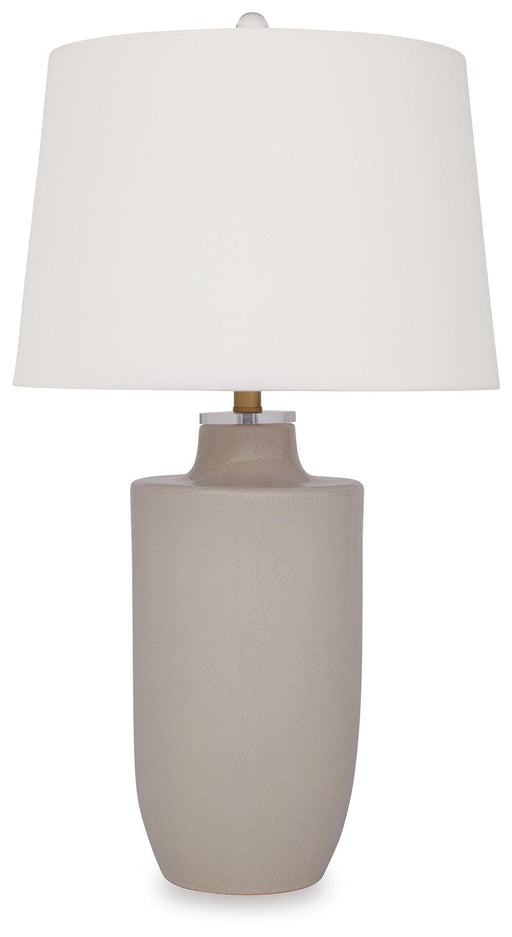Ashley Furniture Cylener Table Lamp with a sleek base and fabric shade, perfect for modern living room or bedroom decor.
