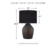 Naareman table lamp set by Ashley Furniture featuring two stylish, modern lamps with textured bases and fabric shades.