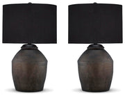 Ashley Furniture Naareman Table Lamp Set featuring modern design with fabric shades and sleek bases.