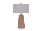 Ashley Furniture Dellner table lamp with a sleek design and fabric shade, ideal for bedside or living room lighting.