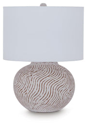 Ashley Furniture Vien table lamp with a sleek base and fabric shade, perfect for modern living room or bedroom decor.