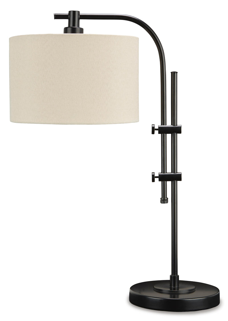 Ashley Furniture Baronvale Lamp Set featuring two elegant table lamps with beige shades and classic bases.