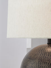 Ashley Furniture Hambell Lamp Set with detailed fabric shades, modern table lamps for living room or bedroom decor.