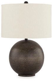 Ashley Furniture Hambell table lamp with a sleek base and fabric shade, perfect for modern living room or bedside decor.
