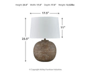 Neavesboro table lamp set by Ashley Furniture featuring two elegant lamps with fabric shades and decorative bases.