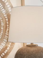 Ashley Furniture Neavesboro table lamp set with detailed fabric shades and elegant base design.