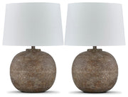 Ashley Furniture Neavesboro table lamp set featuring two elegant lamps with fabric shades and decorative bases.