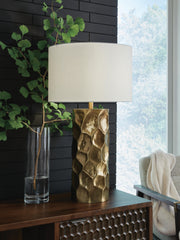 Ashley Furniture Marshawn table lamp with a sleek design and fabric shade, perfect for living room or bedside lighting.