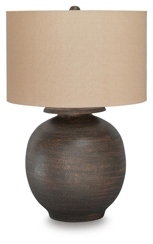 Carlenbury table lamp by Ashley Furniture with a sleek base and fabric shade, ideal for living room or bedroom decor.