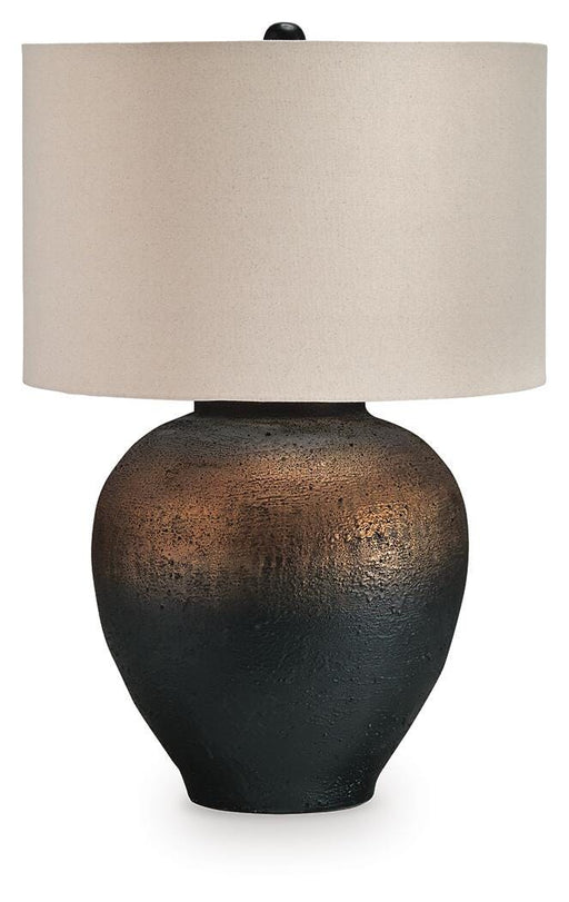 Ashley Furniture Newgerhard table lamp with a sleek design and fabric shade, perfect for modern living room or bedside decor.