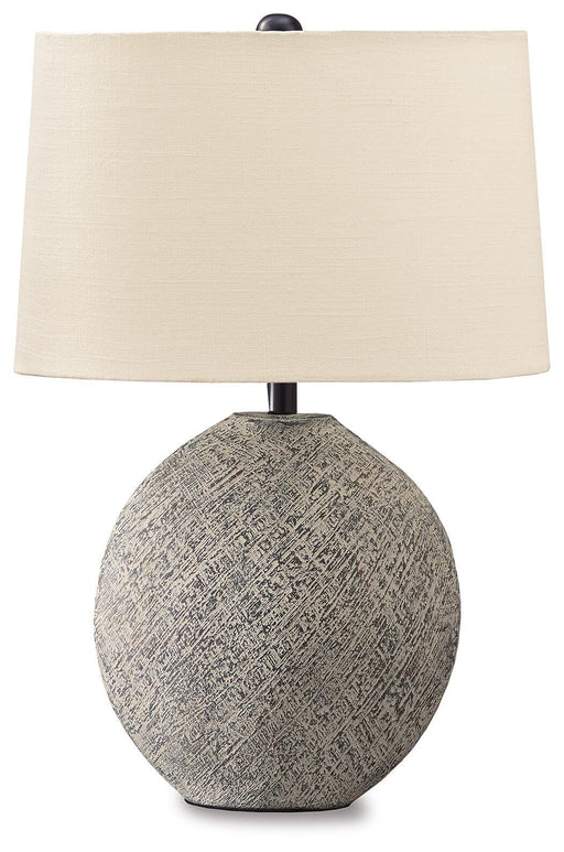 Ashley Furniture Harif table lamp with a sleek, modern design, featuring a stylish base and a fabric lampshade.