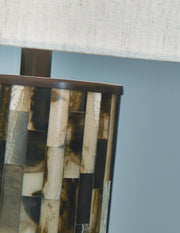 Ashley Furniture Ellford Lamp Set featuring two stylish table lamps with fabric shades and elegant bases.