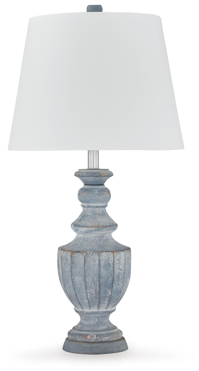 Ashley Furniture Cylerick table lamp set featuring two stylish lamps with beige shades and wooden bases for modern home decor.