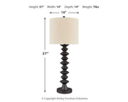 Luanndon table lamp set by Ashley Furniture featuring two elegant lamps with fabric shades and wooden bases for living room decor