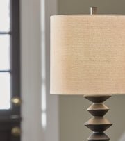 Ashley Furniture Luanndon table lamp set with detailed fabric shades and modern design, ideal for enhancing home decor.