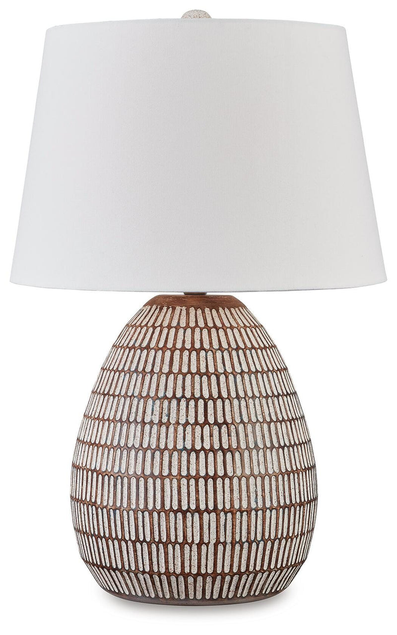 Ashley Furniture Darrich Table Lamp with a sleek design and fabric shade, perfect for enhancing home decor.
