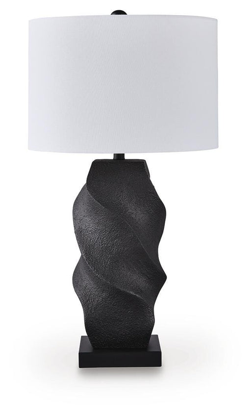 Ashley Furniture Amillion table lamp with a sleek base and fabric shade, ideal for modern living room or bedroom decor.