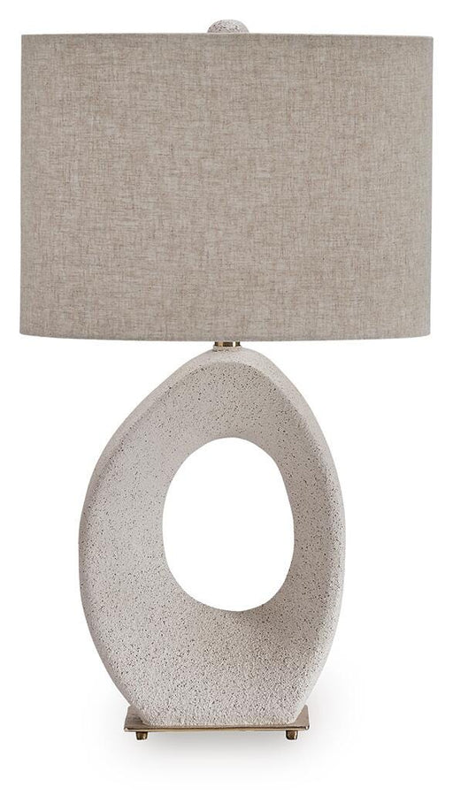 Ashley Furniture Trentlen table lamp with a sleek base and fabric shade, perfect for modern home lighting.