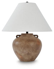 Ashley Furniture Ferrilby table lamp with a sleek design and neutral finish, ideal for modern living room or bedside lighting.