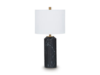 Hanzila Ashley Furniture table lamp with a sleek base and fabric lampshade, ideal for modern home lighting.