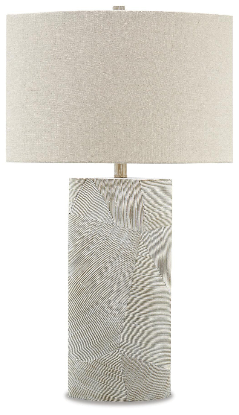 Ashley Furniture Bradard Lamp Set featuring two stylish table lamps with neutral shades and modern bases.