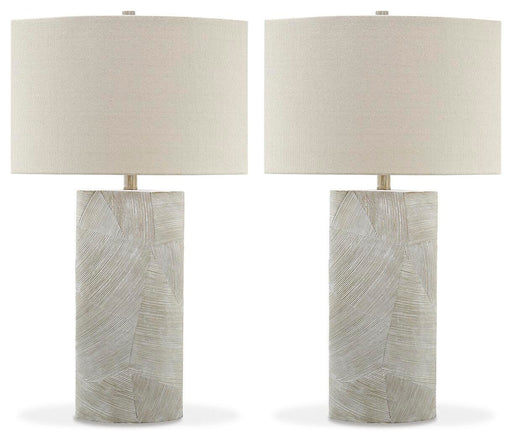 Ashley Furniture Bradard Lamp Set featuring two stylish table lamps with neutral-colored shades and modern bases.
