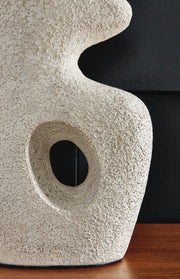 Pair of Ashley Furniture Chadrich table lamps with beige fabric shades and wooden bases, perfect for bedside or living room decor.