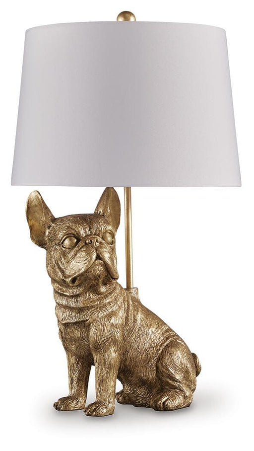 Ashley Furniture Wadeland table lamp with a sleek base and fabric shade, perfect for bedside or living room lighting.