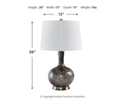Ashley Furniture Tenslow table lamp set featuring two elegant lamps with fabric shades and wooden bases.