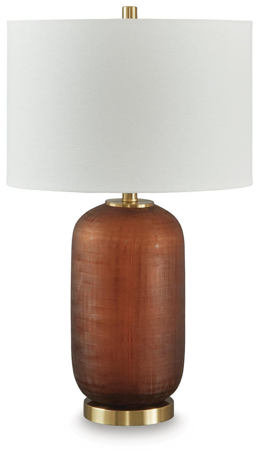 Ashley Furniture Farberman table lamp with a sleek base and fabric shade, perfect for modern home decor.