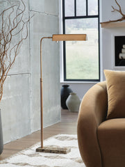 Ashley Furniture Yafe Floor Lamp with a modern design, featuring a sleek metal base and a fabric lampshade.