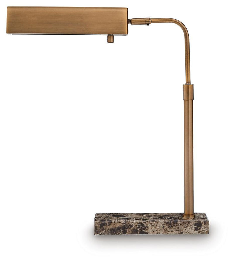 Ashley Furniture Yafe desk lamp, modern table lamp with sleek design and neutral finish, perfect for home or office lighting.