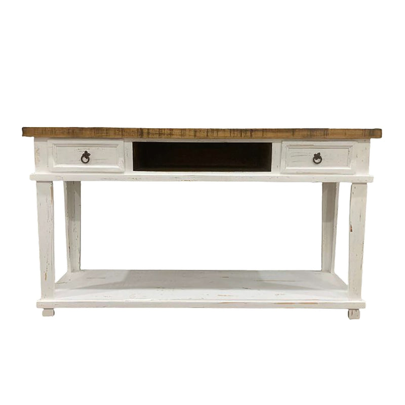 Two Drawer Console W/ Bottom Shelf