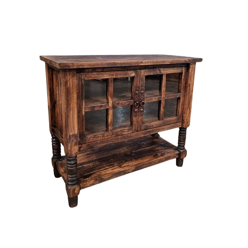 Farmhouse Small Console Table W/ Glass Door
