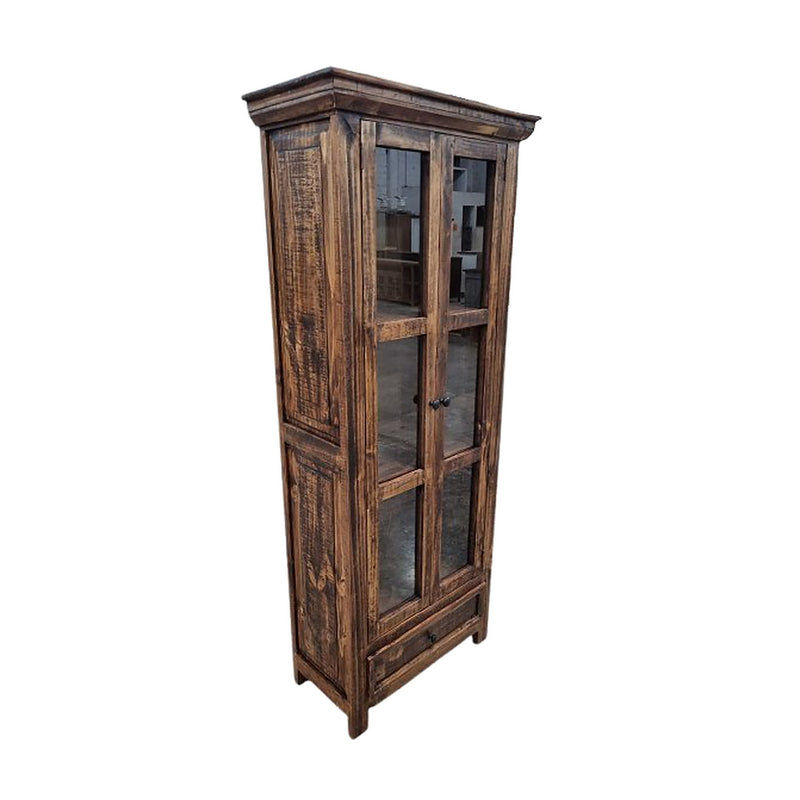 Montana Armoire W/ Glass Doors And Black Metal Knobs (BK)