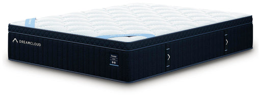 DreamCloud Hybrid Premier 4.0 mattress displayed from an angled view, showcasing its plush surface and layered design.