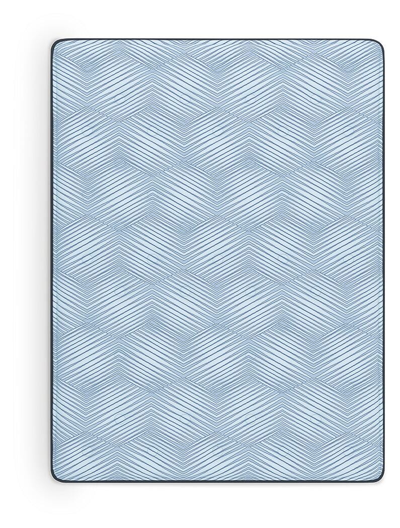 Ashley Furniture Peak 2.0 10 Hybrid Mattress with a plush top layer and supportive base, shown with a neatly made bed.