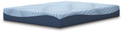 Ashley Furniture Peak 2.0 10-inch memory foam mattress shown from an angle, featuring plush surface and supportive design.