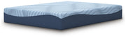 Ashley Furniture Peak 2.0 12-inch memory foam mattress shown from an angled side view, highlighting its plush surface and supportive design.