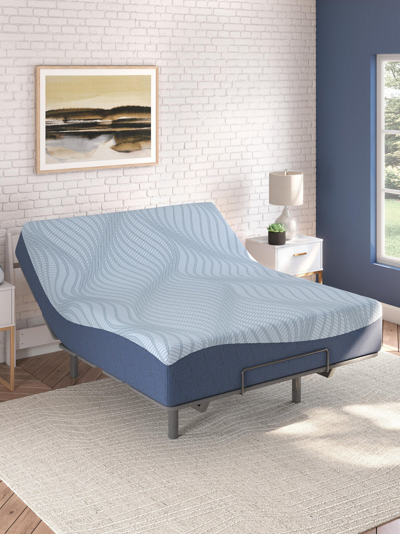 Ashley Furniture Peak 2.0 12-inch memory foam mattress with plush surface and supportive design, shown in vertical view.