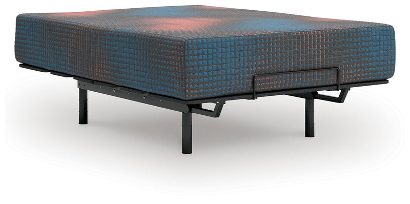 13-inch Ashley Furniture hybrid mattress with layered design, shown from an angled side view on a bed frame.