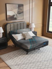 Ashley Furniture Millennium 2.0 Hybrid 14-inch innerspring mattress with plush top and supportive coils, shown in a vertical view.