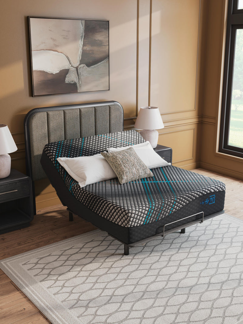 Ashley Furniture Millennium 2.0 Hybrid 16-inch mattress with plush fabric cover and supportive hybrid design in a vertical view.