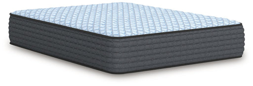 Ashley Furniture Destin Cove Firm Hybrid Mattress shown from an angle, showcasing its plush surface and supportive construction.