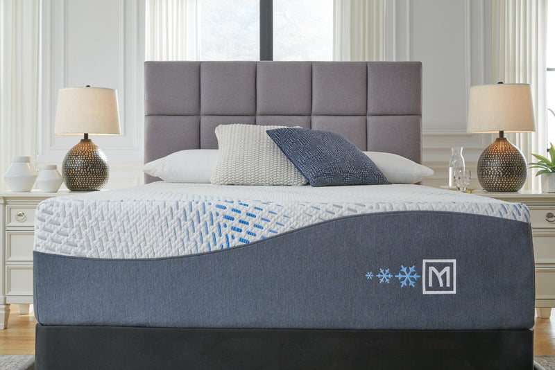 Ashley Furniture Millennium Luxury Plush Gel Latex Hybrid Mattress, showing the plush surface and hybrid mattress construction.