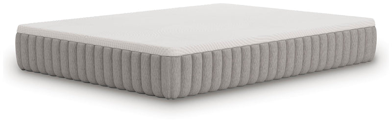 Ashley Furniture Terra Sleep Firm Hybrid Mattress shown from an angle, highlighting its supportive design and plush surface.