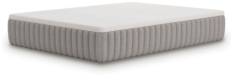 Ashley Furniture Terra Sleep Soft Hybrid Mattress shown from an angle, highlighting its plush surface and supportive construction.