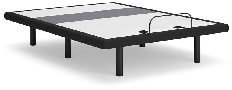 Adjustable Ashley Furniture base with lumbar support and audio features, shown from an angle with a sleek design.